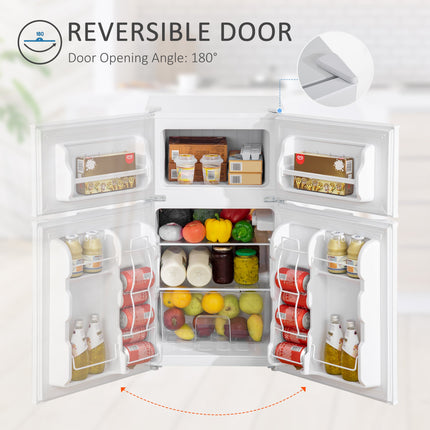 3.2 Cu.Ft Mini Fridge with Freezer, Double Door Compact Refrigerator