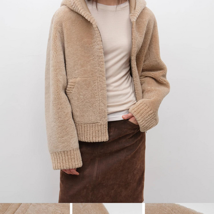 Fireladyfur Women's Hooded Merino Sheepskin Jacket“Bad boy”