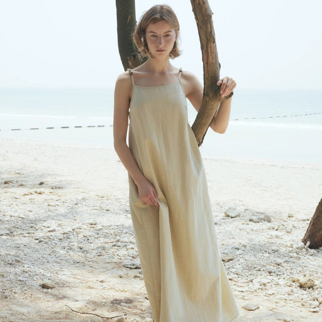 "Island Walk" Cotton Beaded Sling Dress