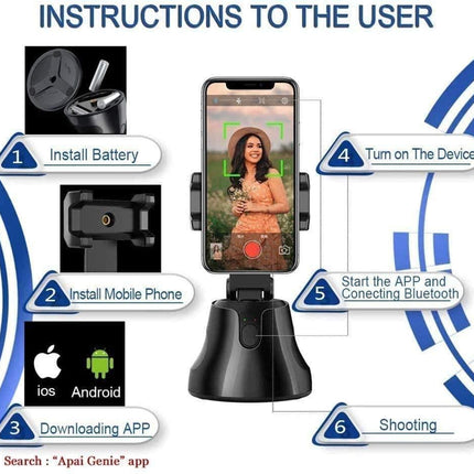 Robo 360 Rotation Smart AI Gimbal Live Video Record And Object Motion