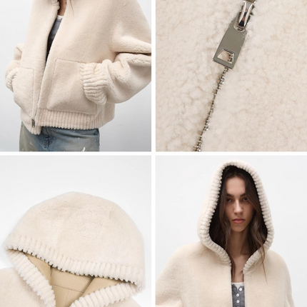 Fireladyfur Women's Hooded Merino Sheepskin Jacket“Bad boy”