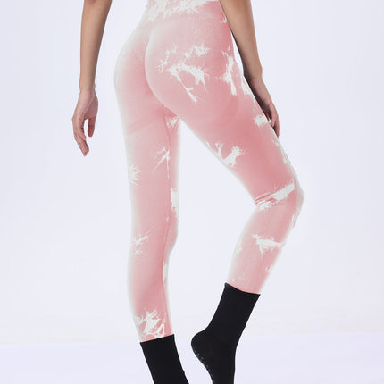 3 Pack Women's Tie Dye Cutout Tights High Waist Workout Yoga Leggings,