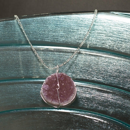Druse Crystal Pendant on Silver Chain