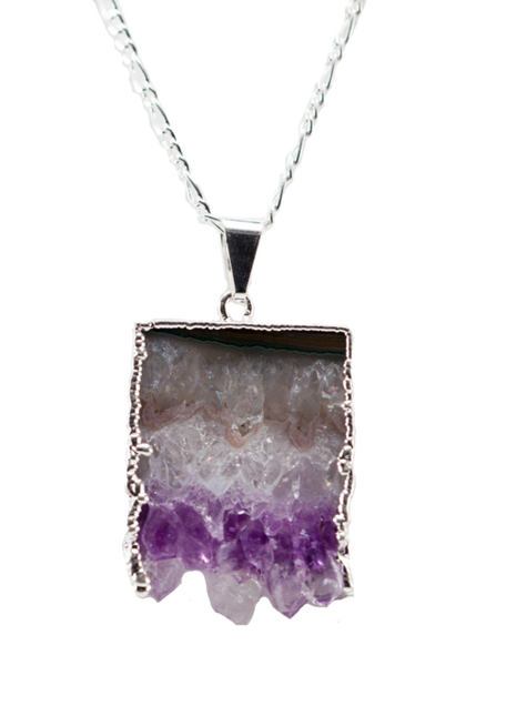 Amethyst Horizontal Slice Necklace