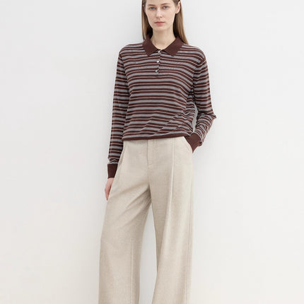 "Leisure Moments" classic low-waisted loose casual straight pants