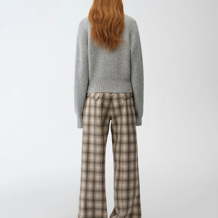 "Hokkaido Weaving Love" wool blend crew neck cardigan top