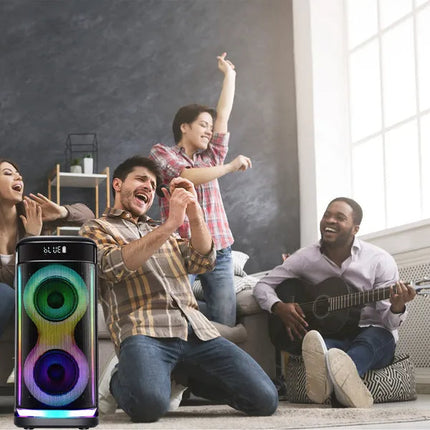 Portable Wireless Party Speaker With LED Light Wireless Mic Remote