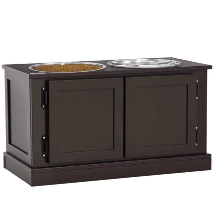 Elevated Dog Bowls With Storage, Two Stainless Steel Bowls For Large