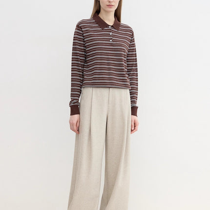 "Leisure Moments" classic low-waisted loose casual straight pants