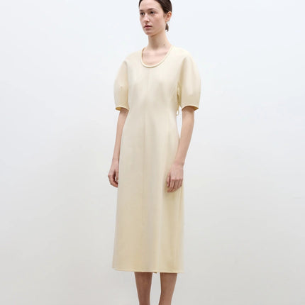"April Story" 3D U-neck split waist curved skirt knitted dress for