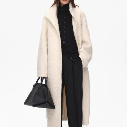 "Song of Snowland"Women's mohair wool stand collar coat autumn and