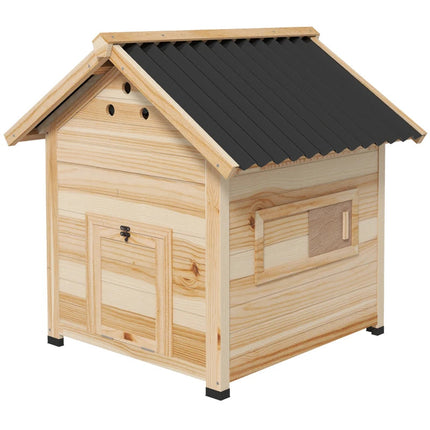 Duck Coop, Wooden Duck House With Openable Roof & Double Doors,