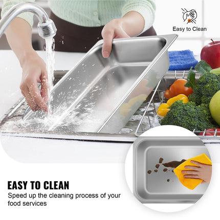 6 Pack Steam Table Pans 20.9 X 12.8 X 3.9 Inch Deep Steam Table Pan