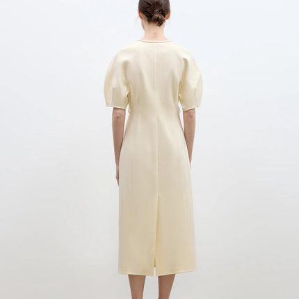"April Story" 3D U-neck split waist curved skirt knitted dress for