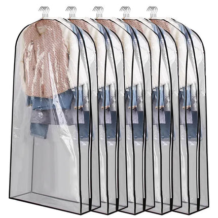 5 Pack Garment Bag For Hanging Clothes Dustproof Waterproof Hanging