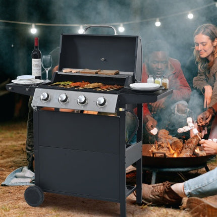 Propane Gas Grill 4 Burner Barbecue Grill, Stainless Steel 34,000 BTU