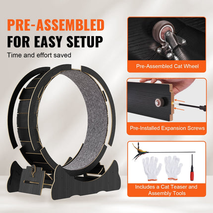 Cat Exercise Wheel 43.3' Large Cat Treadmill Wheel For Indoor Cats