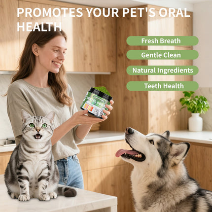 PETITRINU Natural Dental Powder For Cats And Dogs, Fresh Breath Gentle