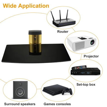 Floating Wall Mounted Strengthened Tempered Glass Shelf For DVD Cable