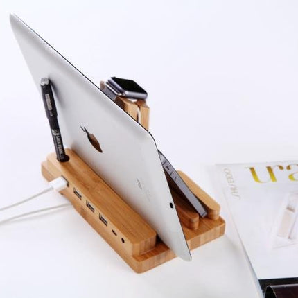 Bamboo Docking Station With 4 USB Port