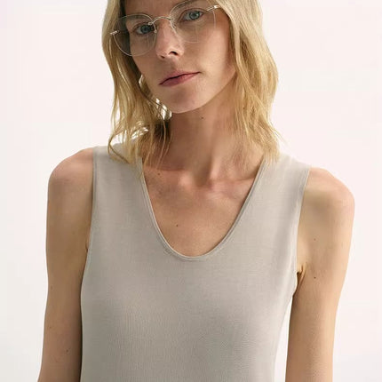 20NM ultra-fine high-quality silk, smooth and elegant U-neck straight