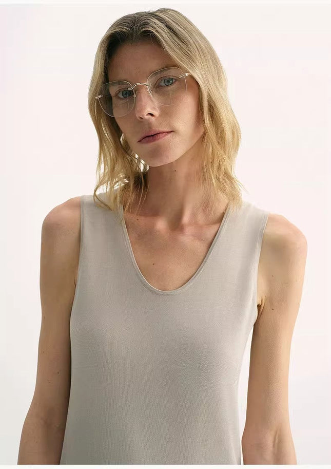 20NM ultra-fine high-quality silk, smooth and elegant U-neck straight