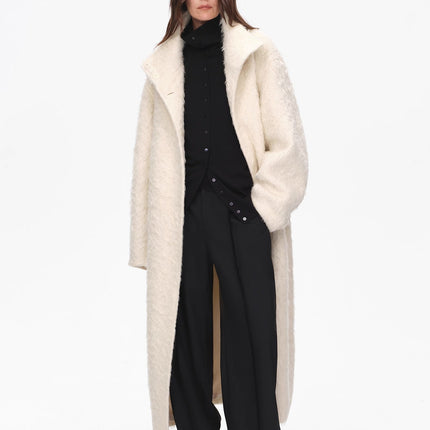 "Song of Snowland"Women's mohair wool stand collar coat autumn and