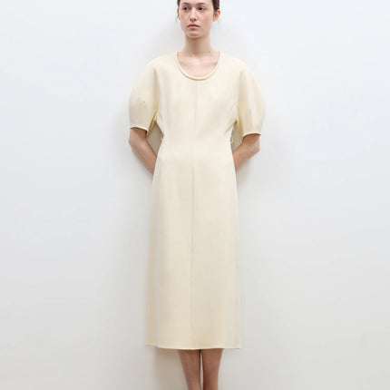 "April Story" 3D U-neck split waist curved skirt knitted dress for