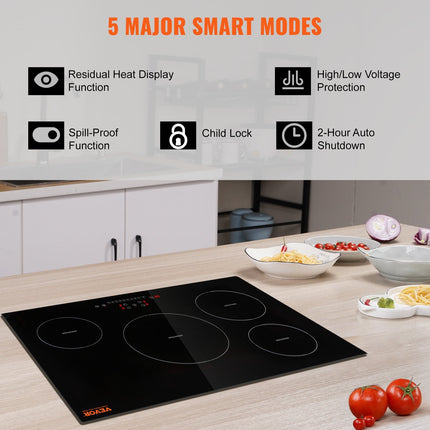 Electric Cooktop, 4 Burners, 30 Induction Stove Top, Built-in Magnetic