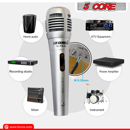 5Core XLR Microphone Dynamic Mic Karaoke Singing Studio Mics Handheld
