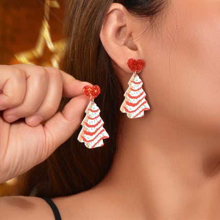 Festive Christmas Tree Pendant Dangle Earrings Dainty Seasonal Gifts