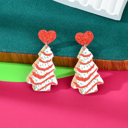 Festive Christmas Tree Pendant Dangle Earrings Dainty Seasonal Gifts