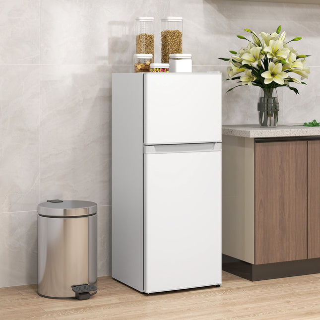 Small Fridge with Freezer, 4 Cu Ft Refrigerator with Reversible Doors,