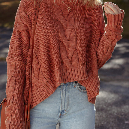 Textured Chunky Knit Long Sleeve Sweater