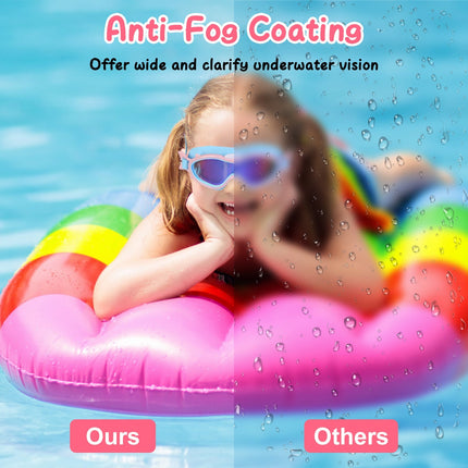 3 Colors Option - 1Pc Kids Swim Goggles With Ear Plugs UV Protection