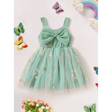 Toddler Girl Dress Sleeveless Floral Playwear Bowknot Tulle Dresses