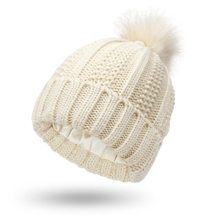 Winter Knitted Hats Fashion Stretchy Lined Skull Hats For Women Faux