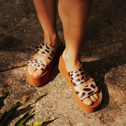 Women's Platform Sandal 2 Band Leopard