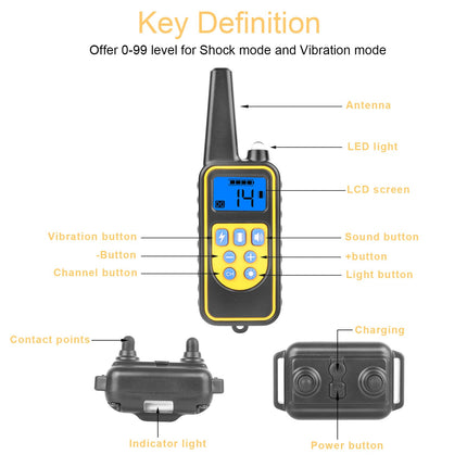 1Pc Dog Training Collar With Remote  IP67 Waterproof Pet Trainer