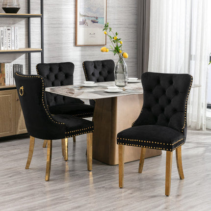 High-end Tufted Solid Wood Contemporary Velvet Upholstered Dining