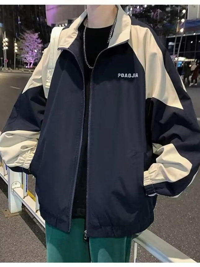 Men's Plus Size Two-Tone Windbreaker Jacket