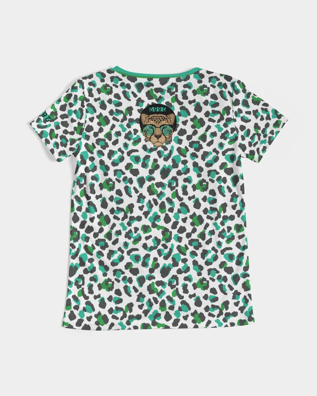 2882Sport™ Tropics of OZ - One Shady Lion Cheetah Women's V-Neck Tee