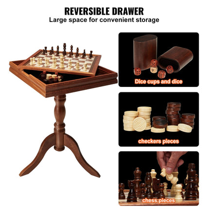 3-IN-1 Chess Checkers Backgammon Table Set, 18 Inch Premium Wooden