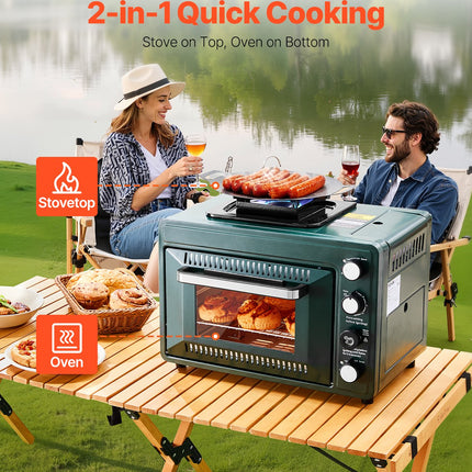 Outdoor Oven 2-in-1 Portable Gas Camping Stove Oven Combo Adjustable