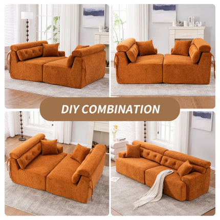 LY-029 ORANGE COMPRESSION SOFA 4-seater Combined Sofa, Wood Grain