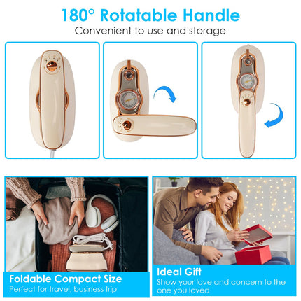 1Pc 1200W Foldable Handheld Clothes Iron Steamer With Wet Dry Ironing