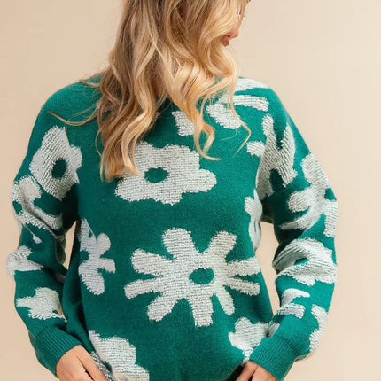 BiBi Flower Pattern Long Sleeves Sweater Top