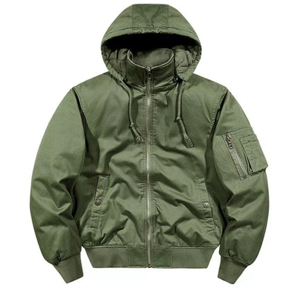 Men's Plus Size Hooded Zip Up Bomber Jacket