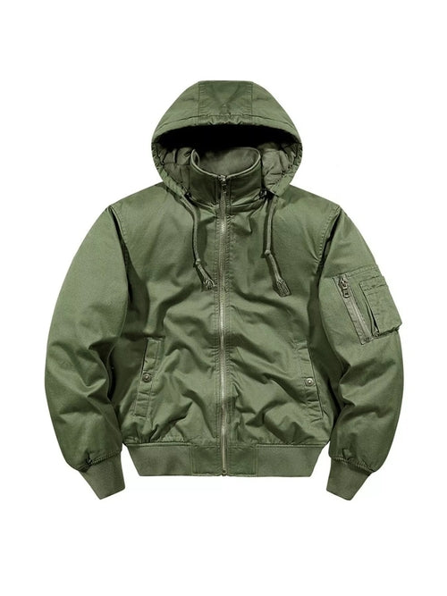 Men's Plus Size Hooded Zip Up Bomber Jacket