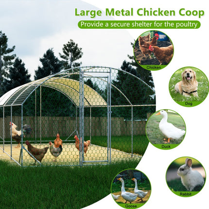 26'x9'x6'Large Metal Chicken Coop,Walk-in Poultry Cage,Chicken Run